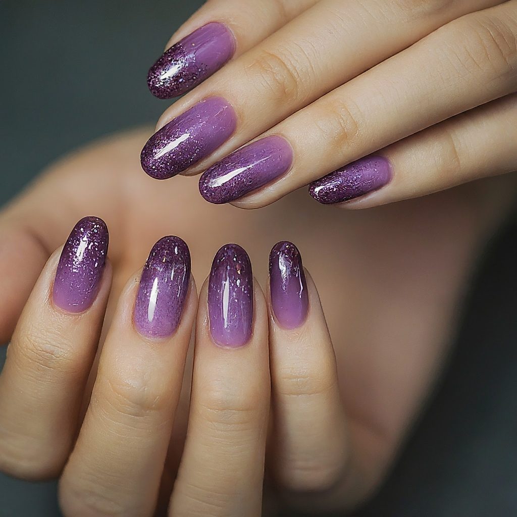 Grape nails with glitter ombre purple nail designs