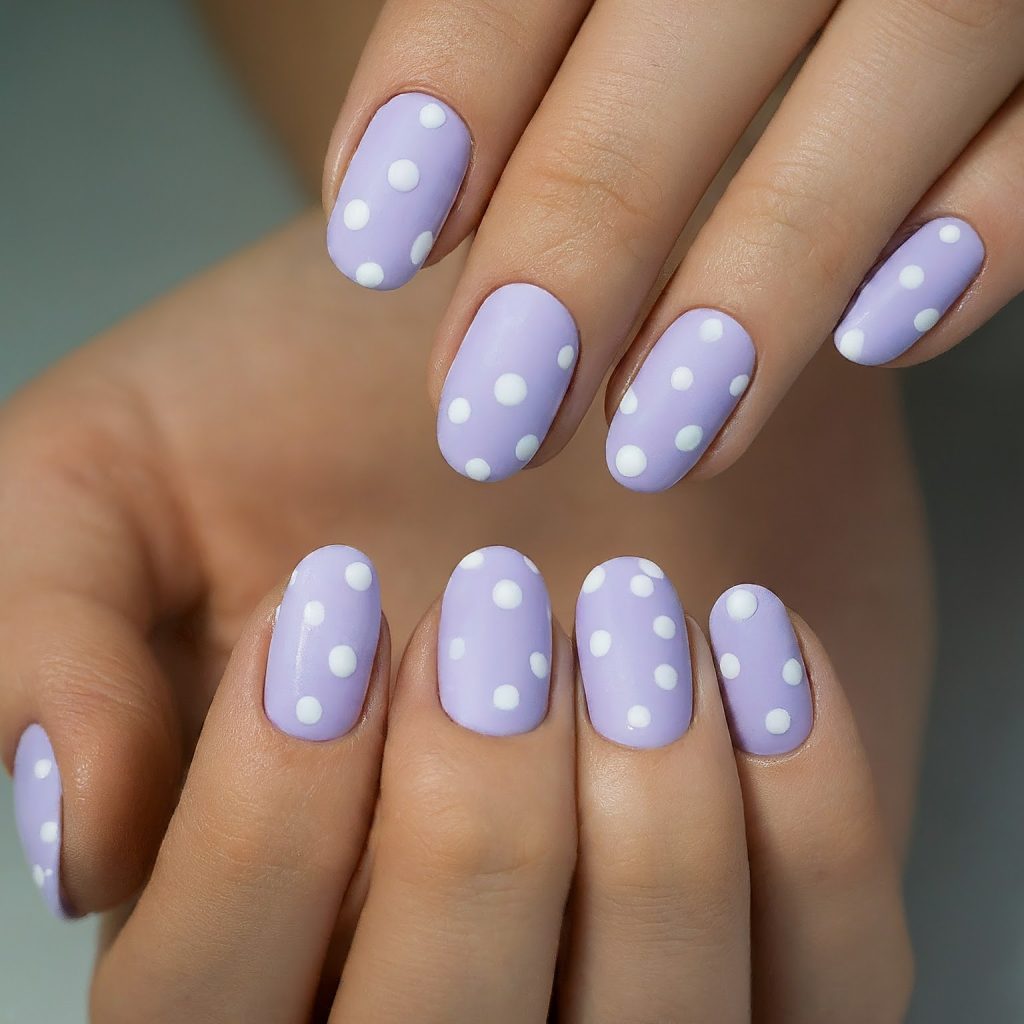 Light lavender with white dots purple nail designs