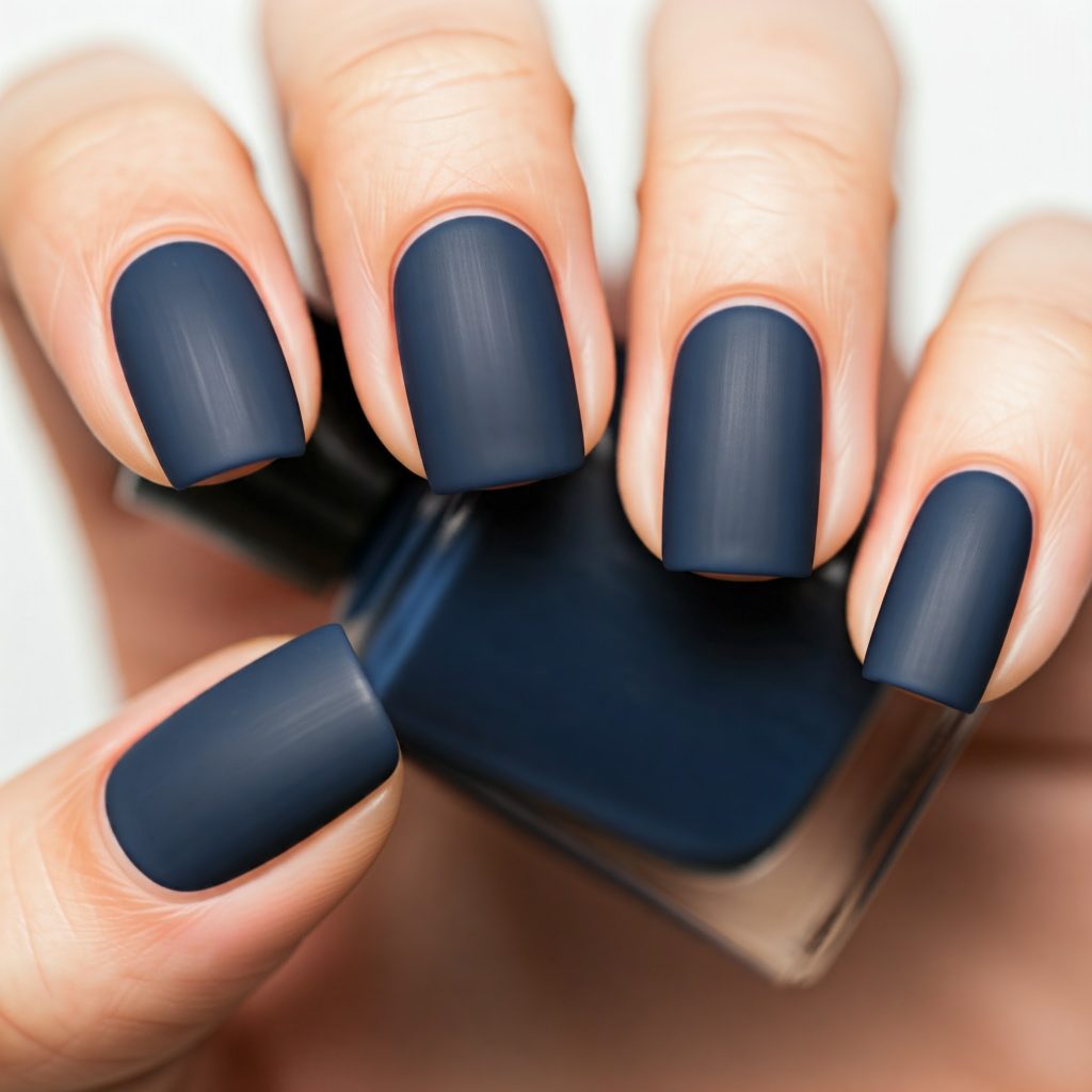 Matte Deep Navy nails 