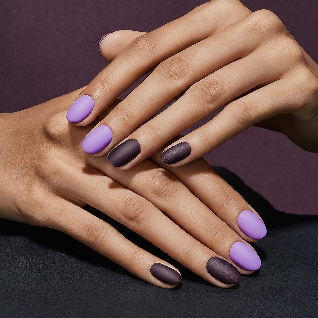  Matte and Shine purple nail designs