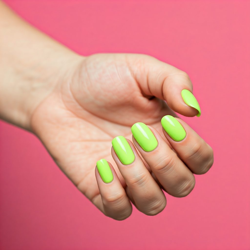  Neon Lime Green nails 